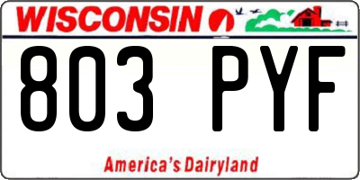 WI license plate 803PYF