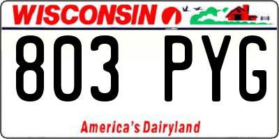 WI license plate 803PYG