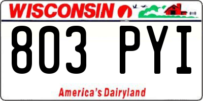WI license plate 803PYI