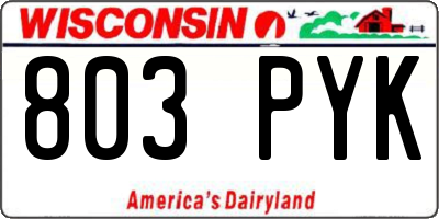 WI license plate 803PYK