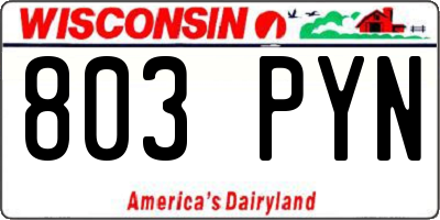 WI license plate 803PYN