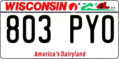 WI license plate 803PYO