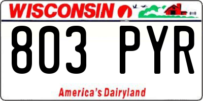 WI license plate 803PYR