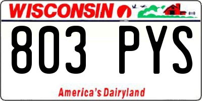WI license plate 803PYS