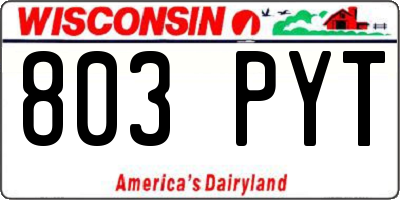 WI license plate 803PYT