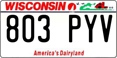 WI license plate 803PYV