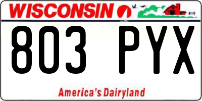WI license plate 803PYX