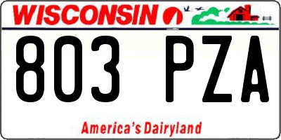 WI license plate 803PZA