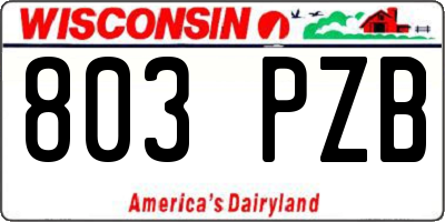 WI license plate 803PZB