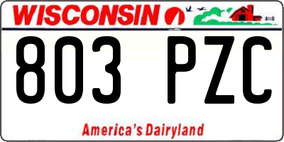 WI license plate 803PZC