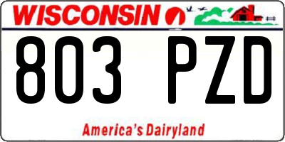 WI license plate 803PZD