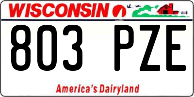 WI license plate 803PZE