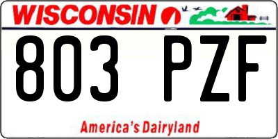 WI license plate 803PZF
