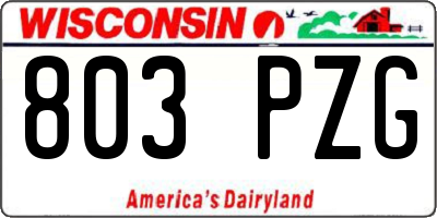 WI license plate 803PZG