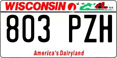 WI license plate 803PZH