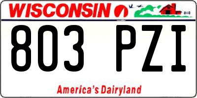 WI license plate 803PZI