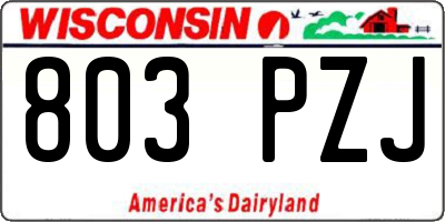 WI license plate 803PZJ