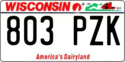 WI license plate 803PZK