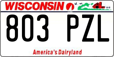 WI license plate 803PZL