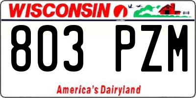 WI license plate 803PZM