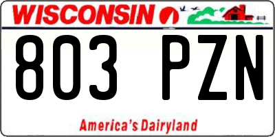 WI license plate 803PZN
