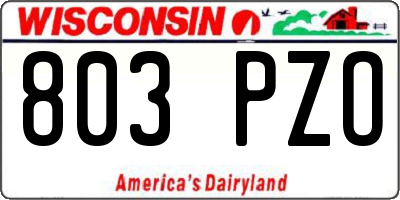 WI license plate 803PZO