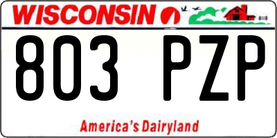 WI license plate 803PZP