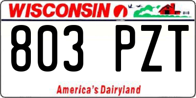 WI license plate 803PZT