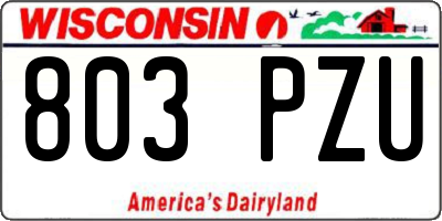 WI license plate 803PZU