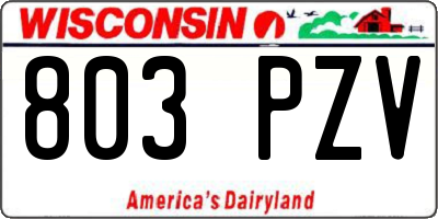WI license plate 803PZV