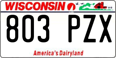 WI license plate 803PZX
