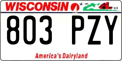 WI license plate 803PZY