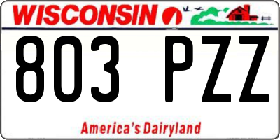 WI license plate 803PZZ