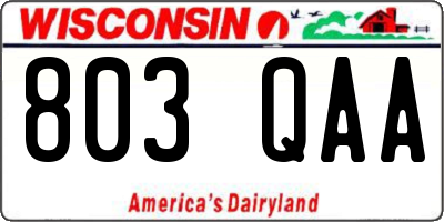 WI license plate 803QAA