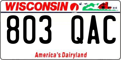 WI license plate 803QAC
