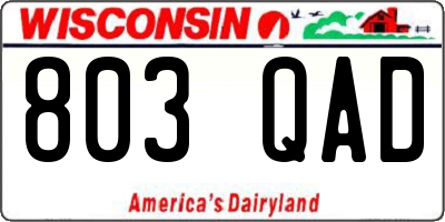 WI license plate 803QAD