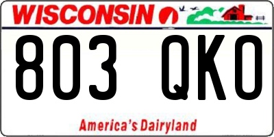 WI license plate 803QKO