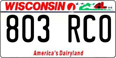 WI license plate 803RCO