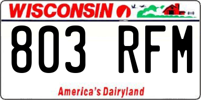 WI license plate 803RFM