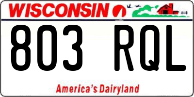 WI license plate 803RQL