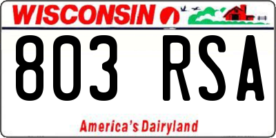 WI license plate 803RSA