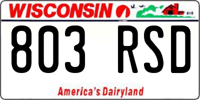 WI license plate 803RSD