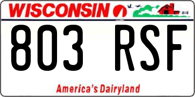 WI license plate 803RSF