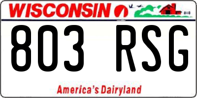 WI license plate 803RSG