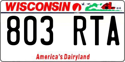 WI license plate 803RTA
