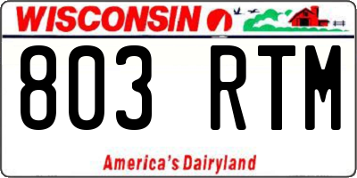 WI license plate 803RTM