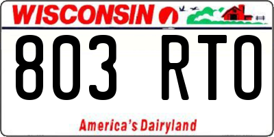 WI license plate 803RTO
