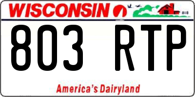WI license plate 803RTP