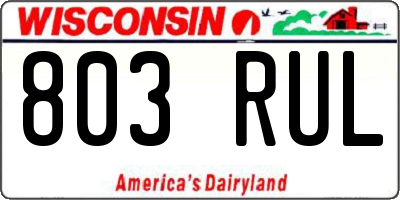 WI license plate 803RUL