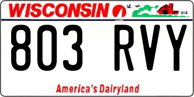 WI license plate 803RVY